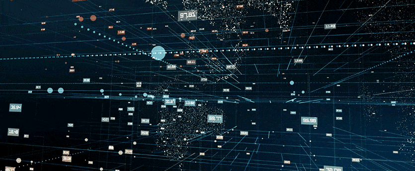 A digital world with diverse data types, including algorithmic and trading data.