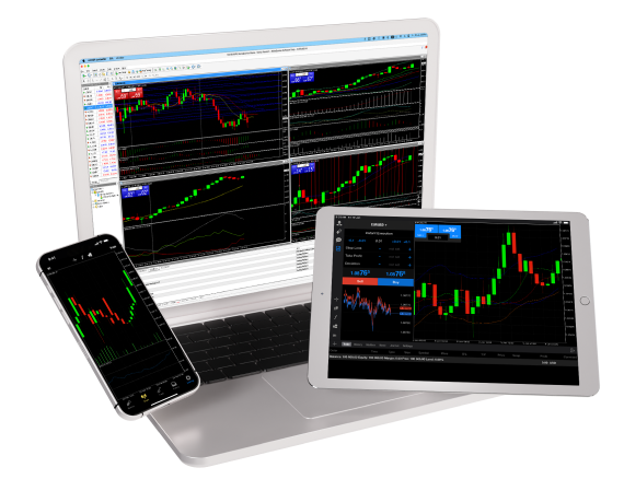 Een smartphonescherm dat forex-handelsapps toont met live valutakoersen en handelsopties.