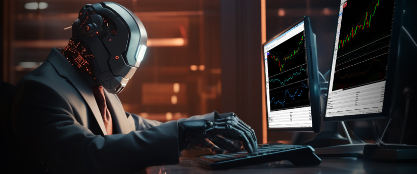 AI-powered trading system analyzing financial market charts and model performance data